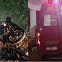 Colisão entre duas motocicletas mobiliza Corpo de Bombeiros e deixa veículo destruído pelo fogo