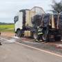 Ação rápida do Corpo de Bombeiros evita que caminhão de madeira seja consumido pelo fogo em Juara